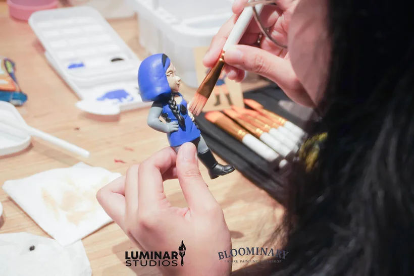 BINI 3D printed figurine with initial acrylic base coat in progress